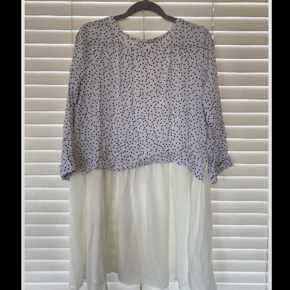NWT FRNCH Polka Dot Long Sleeve Dress - Size Large - Picture 2 of 6